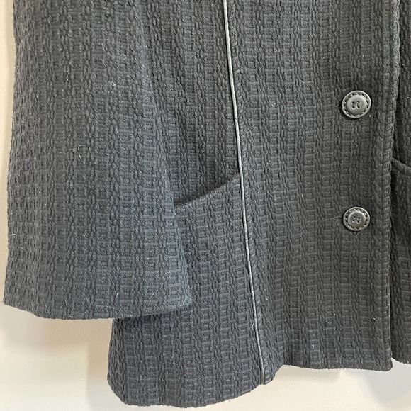 Mackage Black Wool Peacoat M Leather Pea Coat - Picture 2 of 9